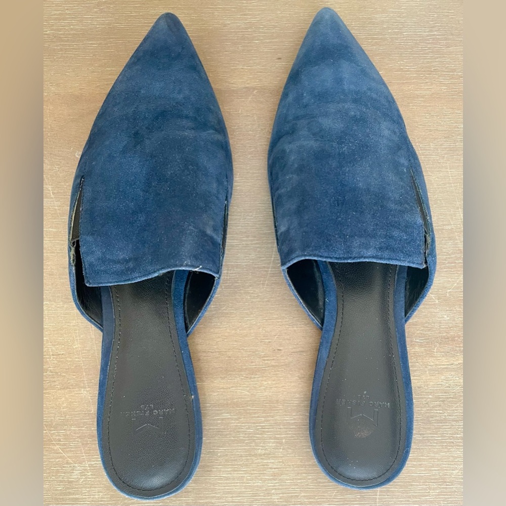 Marc Fisher Navy Blue Suede Mules